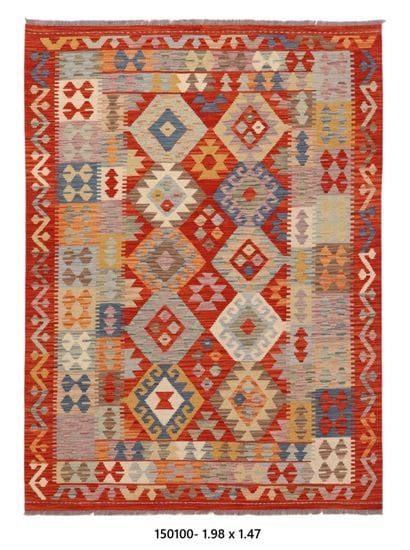Tapis Kilim Afghan en laine fait main
198...