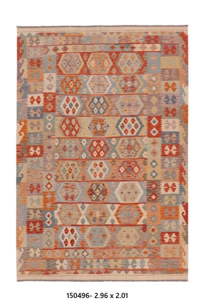 Tapis Kilim Afghan en laine fait main
296...
