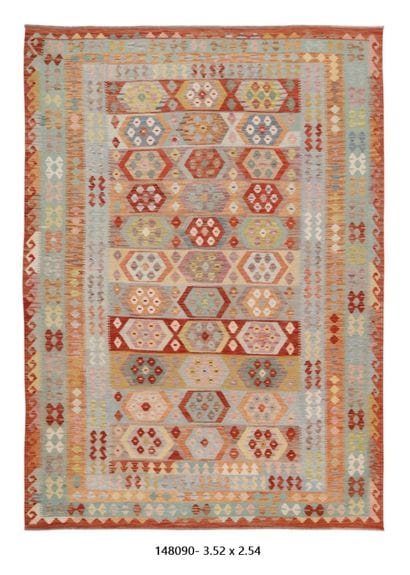 Tapis Kilim Afghan en laine fait main
352...