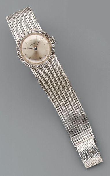 Montre bracelet de dame mécanique en or gris...
