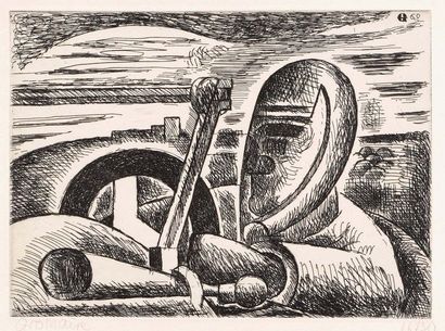 Marcel GROMAIRE (1892-1971)
«L'auto» (1925).
Eau-forte...