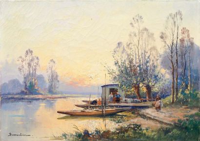 DUMONTIER (XIXe-XXe)

Barques en bord d'étang
Huile...
