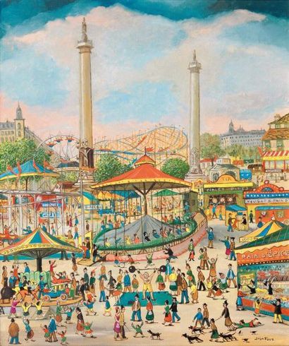 Jean FOUS (1901-1971)
«La foire du trône».
Huile...