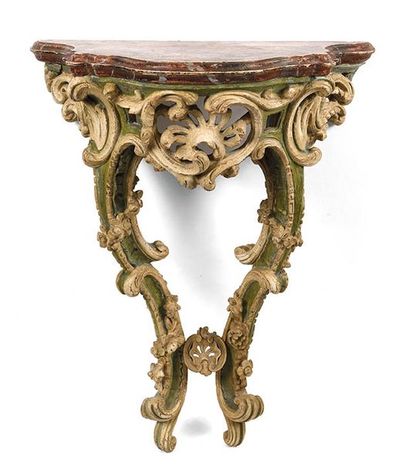 Petite console d'applique en bois peinte...