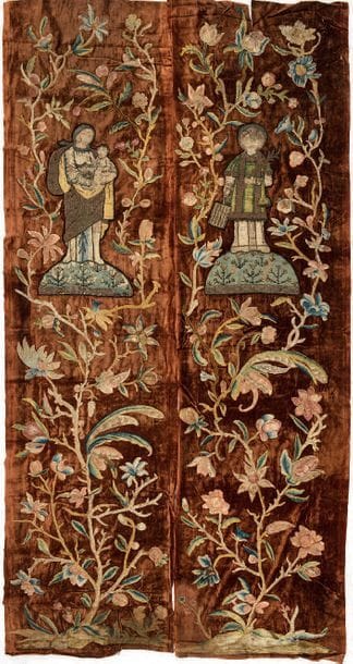 Lot: six broderies religieuses du XVIIIe,...