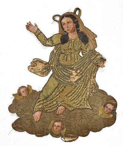 Lot: six broderies religieuses du XVIIIe,...