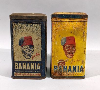 BANANIA - Suite de deux boites en tôle chromolithographiées,...