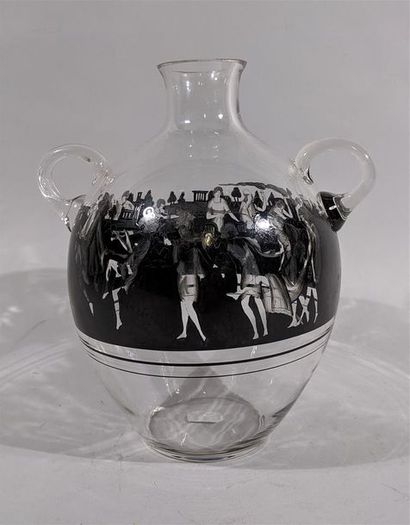 VEDAR Italie - Vase de forme amphore en cristal...