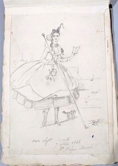 Carnet à dessins et papiers découpés comprenant...
