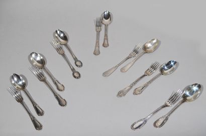 REUNION DE 7 COUVERTS de baptême en argent...