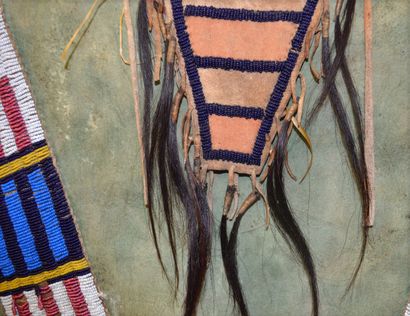 Veste costume d'indien en cuir tanné à décor...