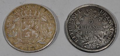 Lot of two silver coins including : 

- 5...