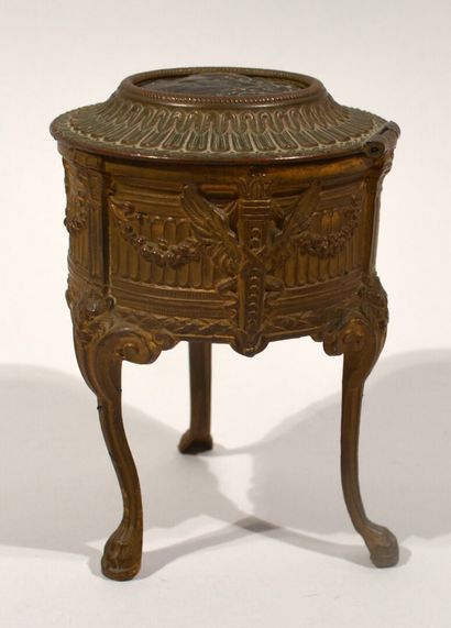 Jewelry box in composition with golden patina...
