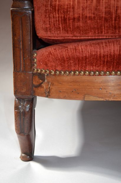 A mahogany and mahogany veneer sofa, the...