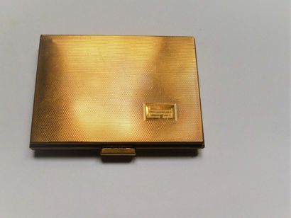 Vintage gilded metal poudrier with monogrammed...