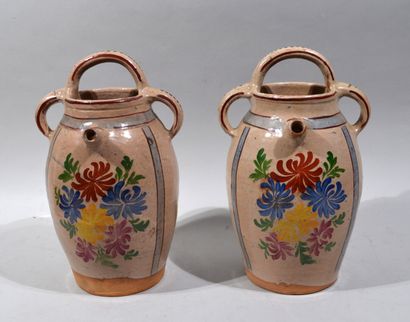 Pair of earthenware CHEVRETTES with polychrome...