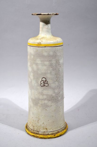 White glazed terracotta BOTTLE marked 