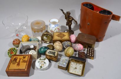 Lot including opaline vase, small inlaid...