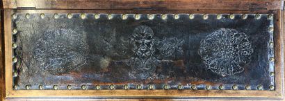 Rectangular walnut chest opening to a flap,...