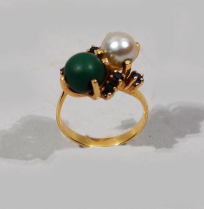 RING in 18K yellow gold (750/1000th) set...