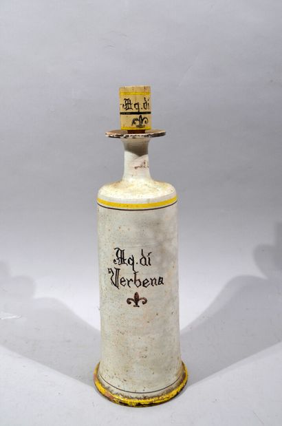 White glazed terracotta BOTTLE marked 