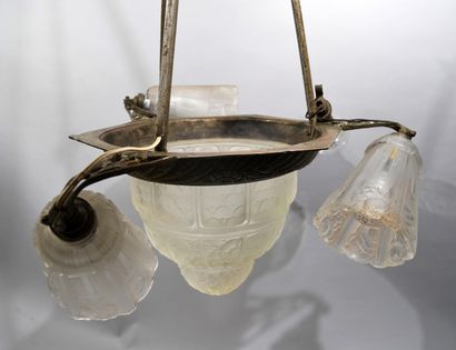 Metal chandelier with three arms of lights...