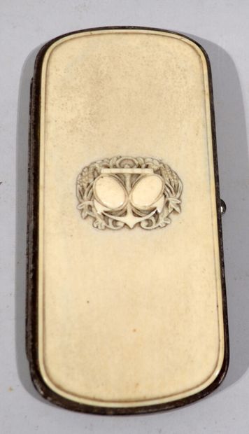 Ivory plate ECRIN carved with an anchor,...