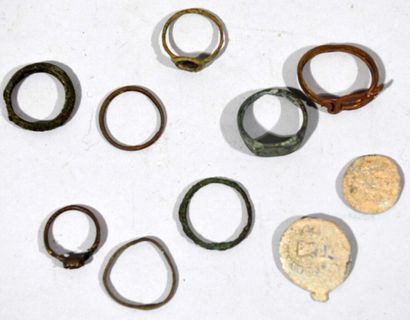 Lot of bronze and copper rings probably from...