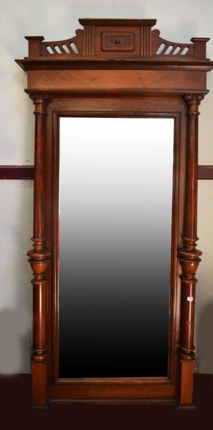 Bevelled CHIMNEY MIRROR, the frame in mahogany...