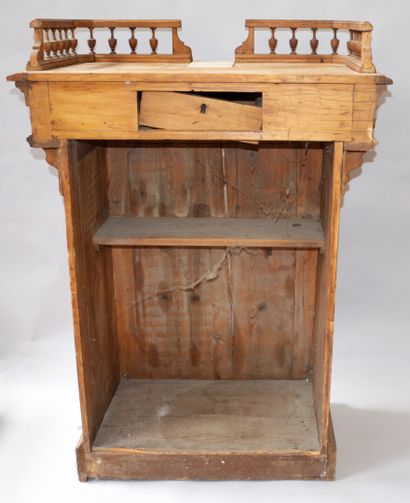 Carved and molded pine counter with a gallery...