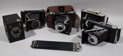 Lot of bellows cameras including KODAK model...