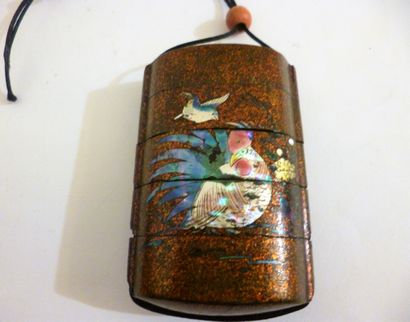 INRO with four nashi-ji lacquer boxes inlaid...
