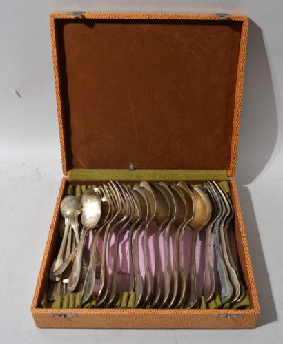 Case containing silver plated cutlery of...