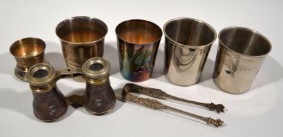 Silver plated lot including a pair of binoculars...