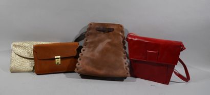 Set of five handbags of various colors, some...