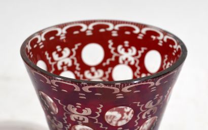 Bohemian glass vase with overlay decoration...