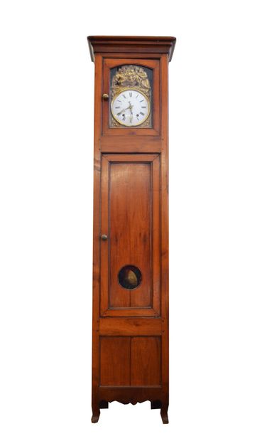 COMTOISE CLOCK in moulded cherry wood - The...