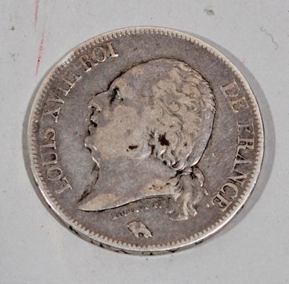 PIECE OF 5 FRANCS Louis XVIII bare head 1817...