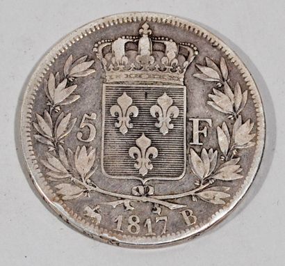 PIECE OF 5 FRANCS Louis XVIII bare head 1817...