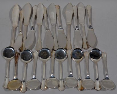 Set of silver plated christening services,...