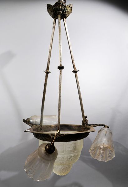 Metal chandelier with three arms of lights...