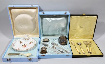 Set of silver plated christening services,...