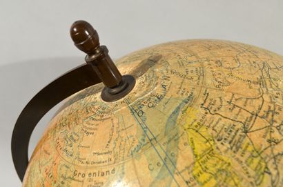 GLOBE TERRESTRE, Mappemonde on foot in black...