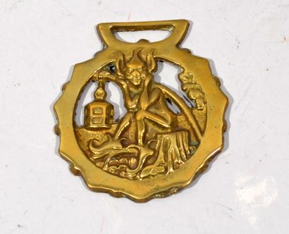 Gilt bronze BRIDE ornament with a faun with...