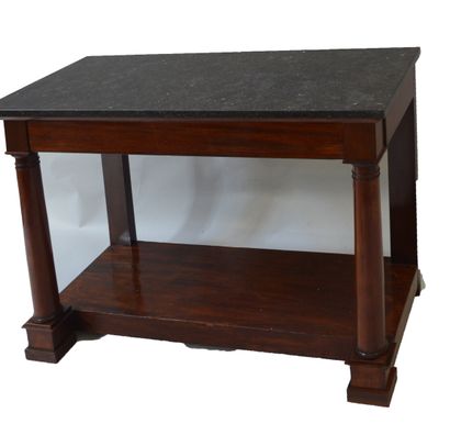 CONSOLE en acajou et placage d'acajou ouvrant...