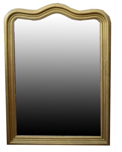 MIROIR en bois et stuc doré à fronton de...