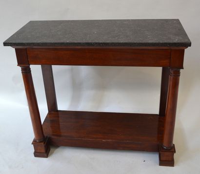 CONSOLE en acajou et placage d'acajou ouvrant...