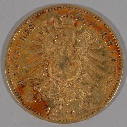 Une pièce de 20 ReichMark allemande en or...
