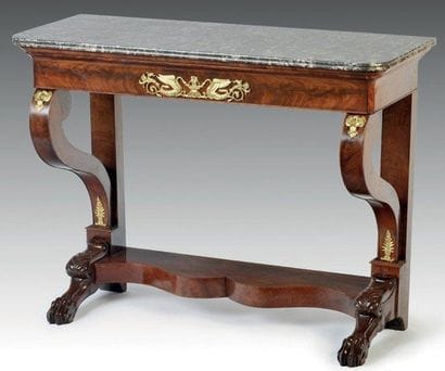Console acajou pieds griffes Époque Restauration...