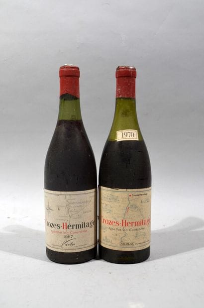 Deux bouteilles de CROZES HERMITAGE Nicolas...